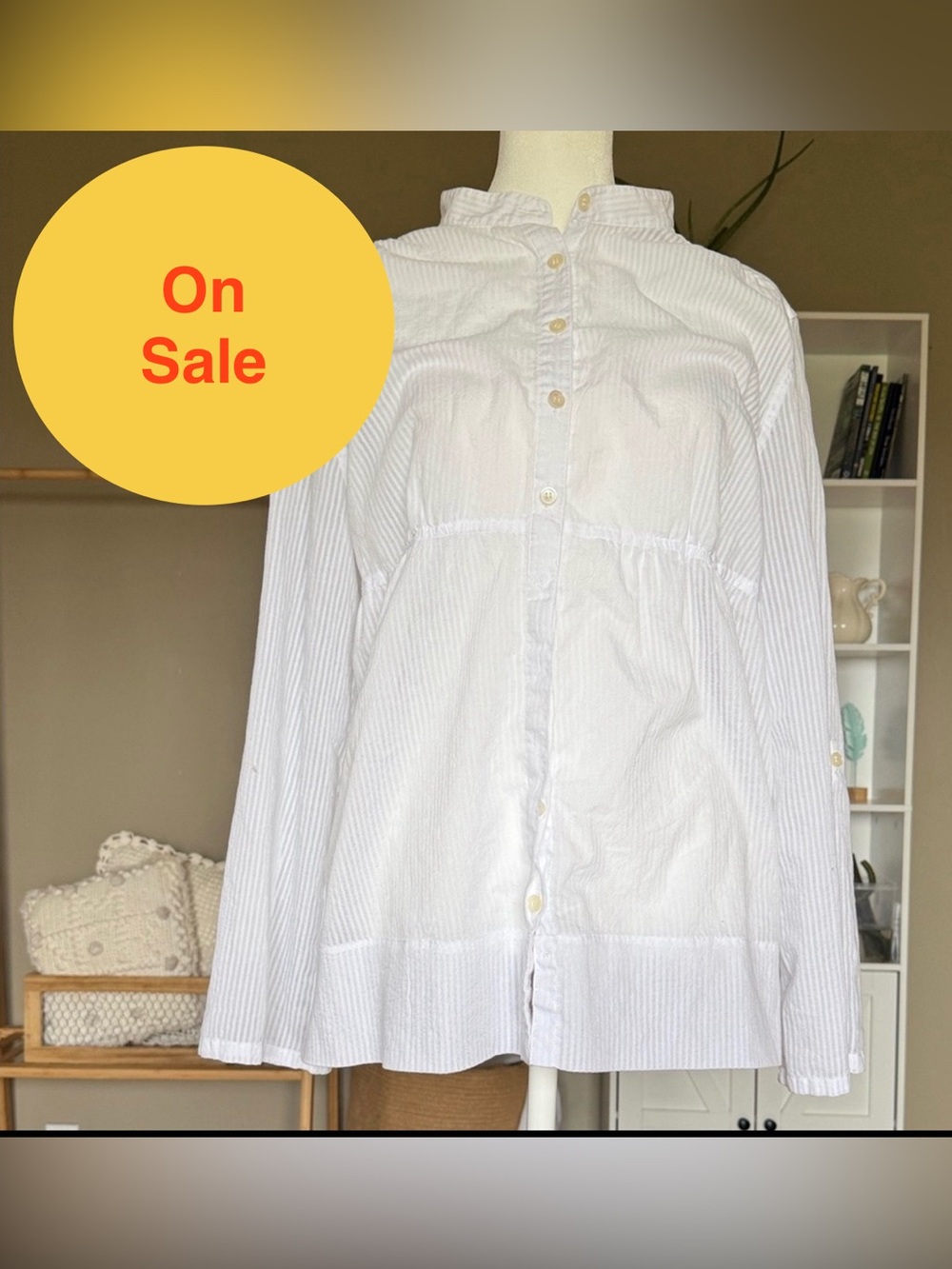Charter Club White Stripes Blouse